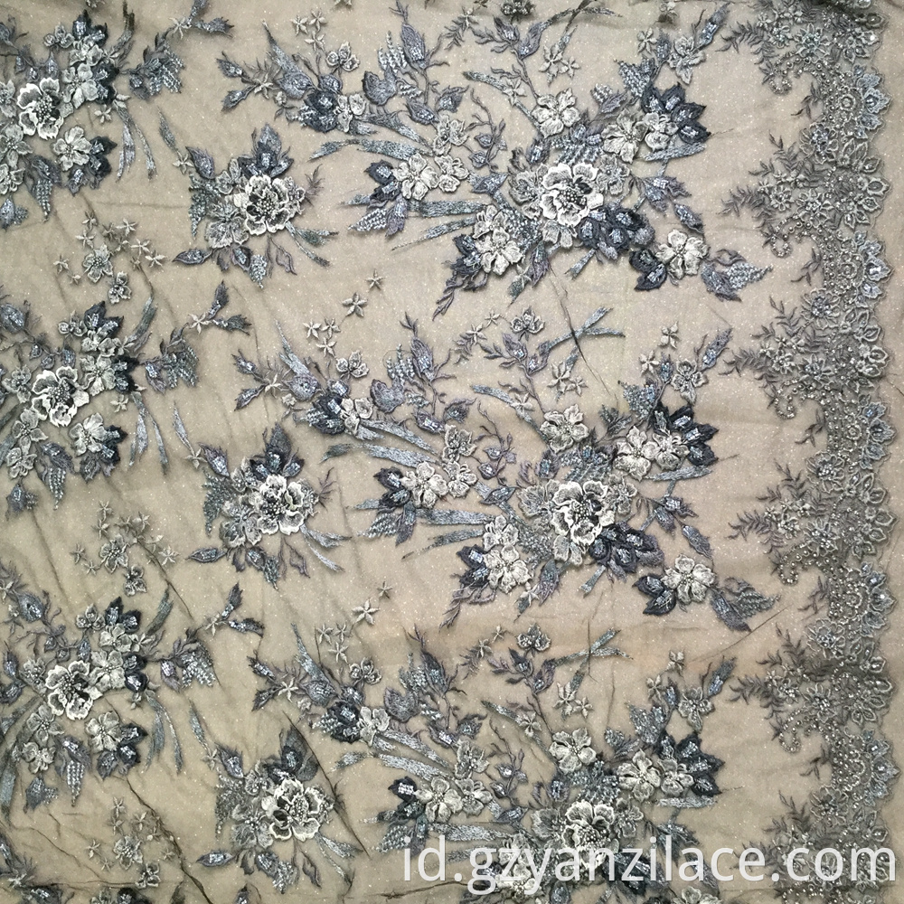 Beaded 3d Flower Lace